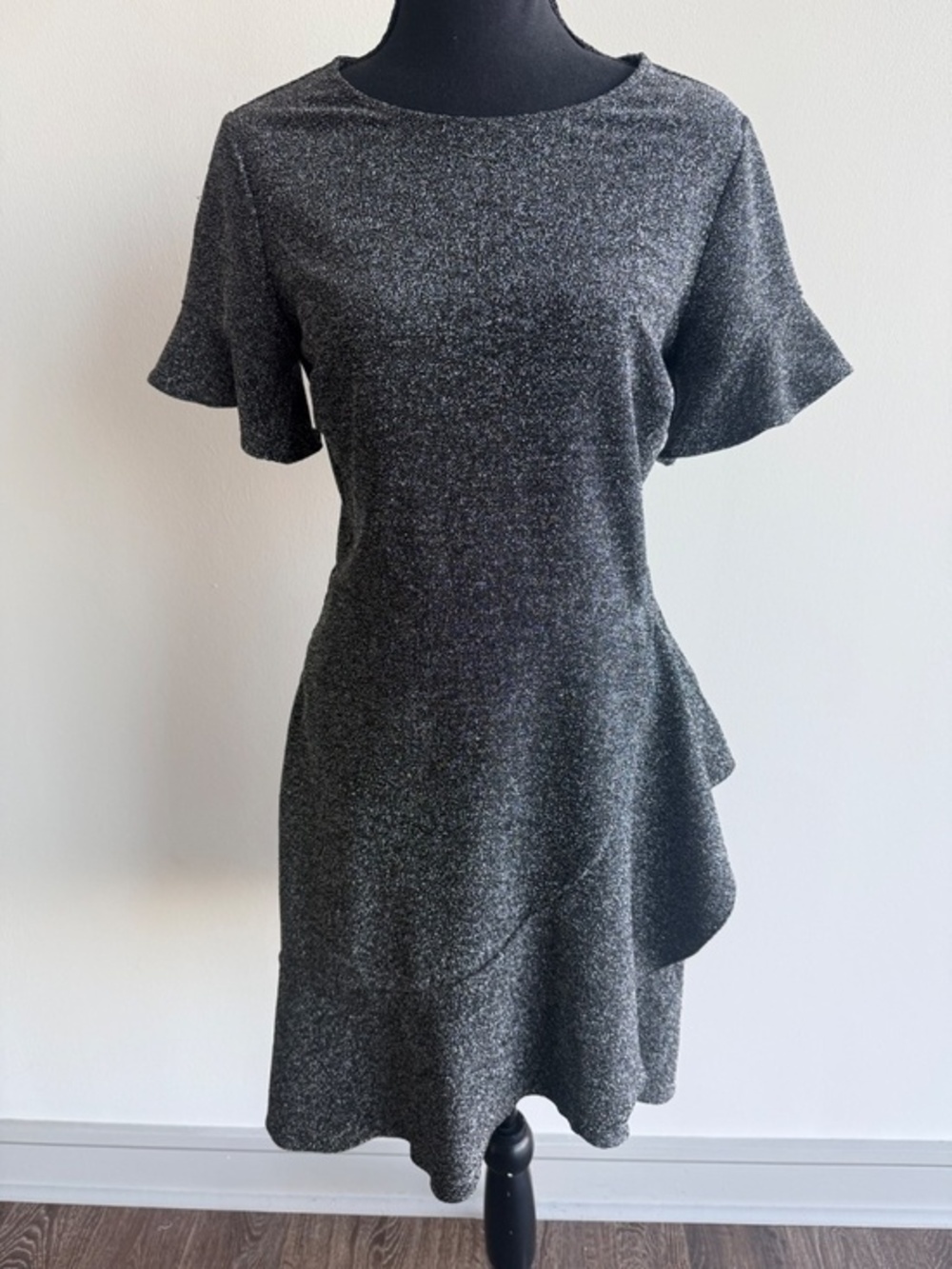 Silver Festive Flared Dress. Size Small
